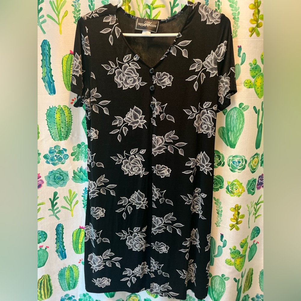 Vintage Molly Malloy Black Rose Dress | 10